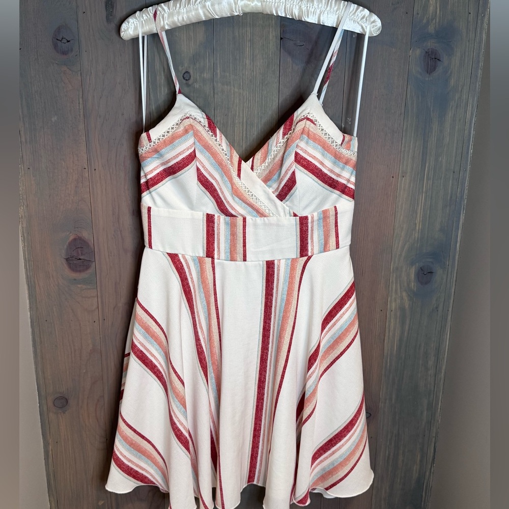 Mi Ami Striped Fit and Flare Mini Dress Spaghetti Strap Size Medium